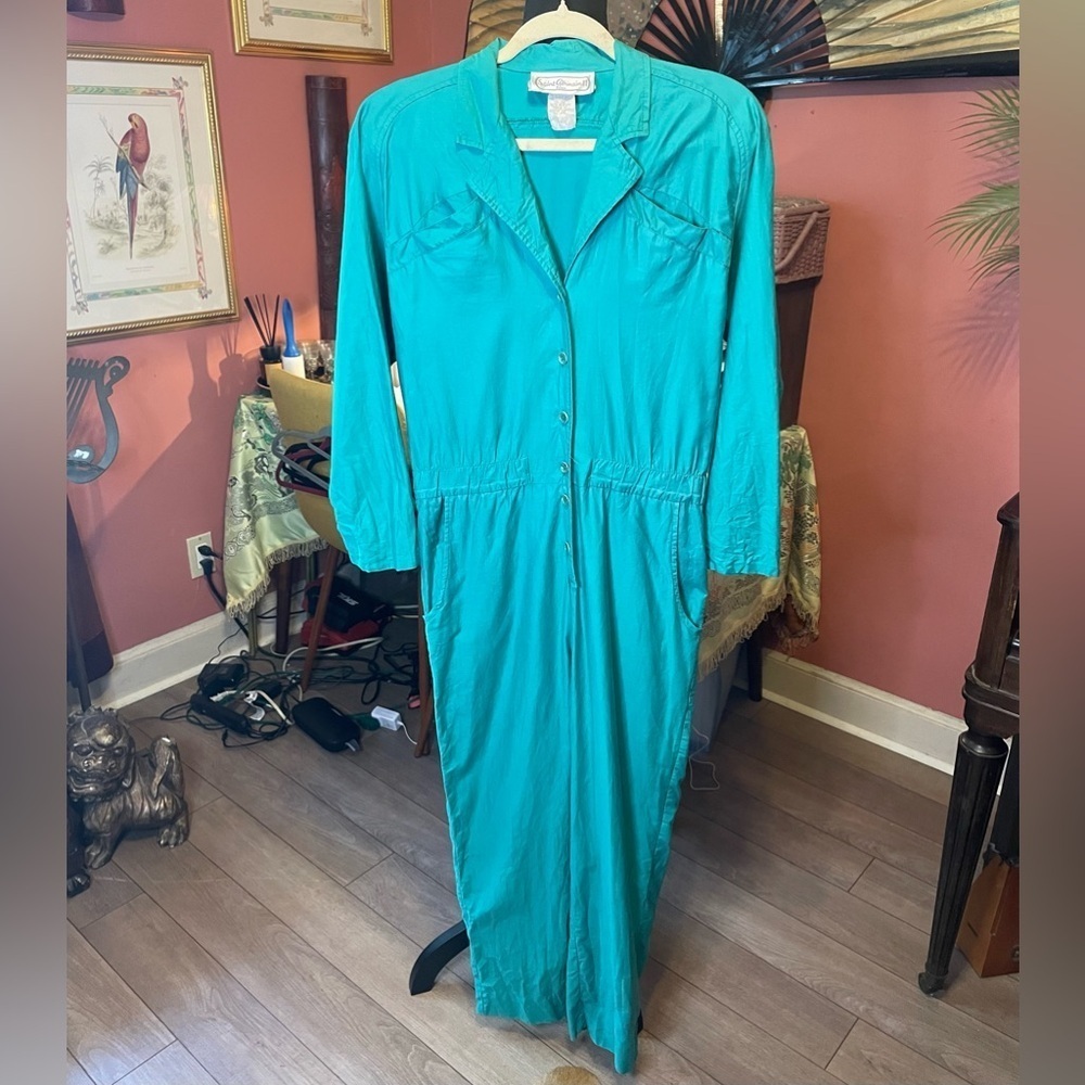 Saint Germain II parish vintage 1980 Sea green boiler style vintage jumpsuit